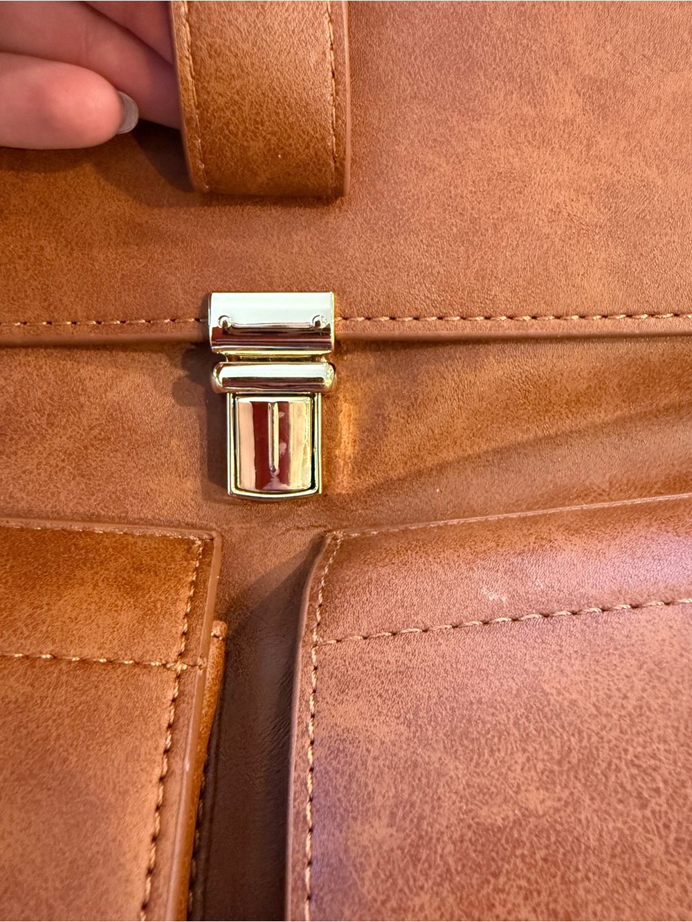 Tan Leather-Style Backpack - Picture 7 of 8